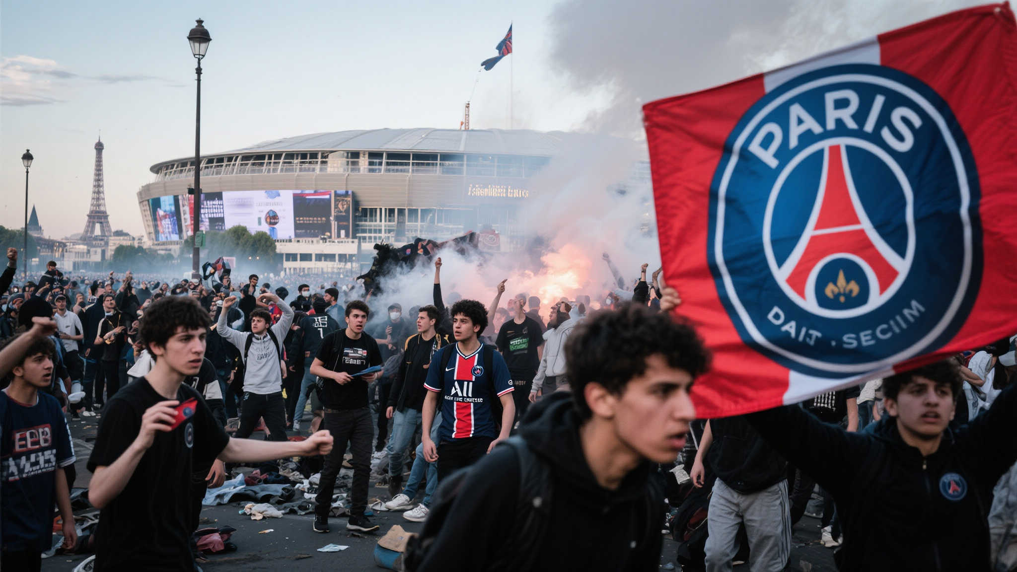 PSG夺冠后法国多地陷入混乱